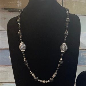 Costume jewelry black beaded long necklace